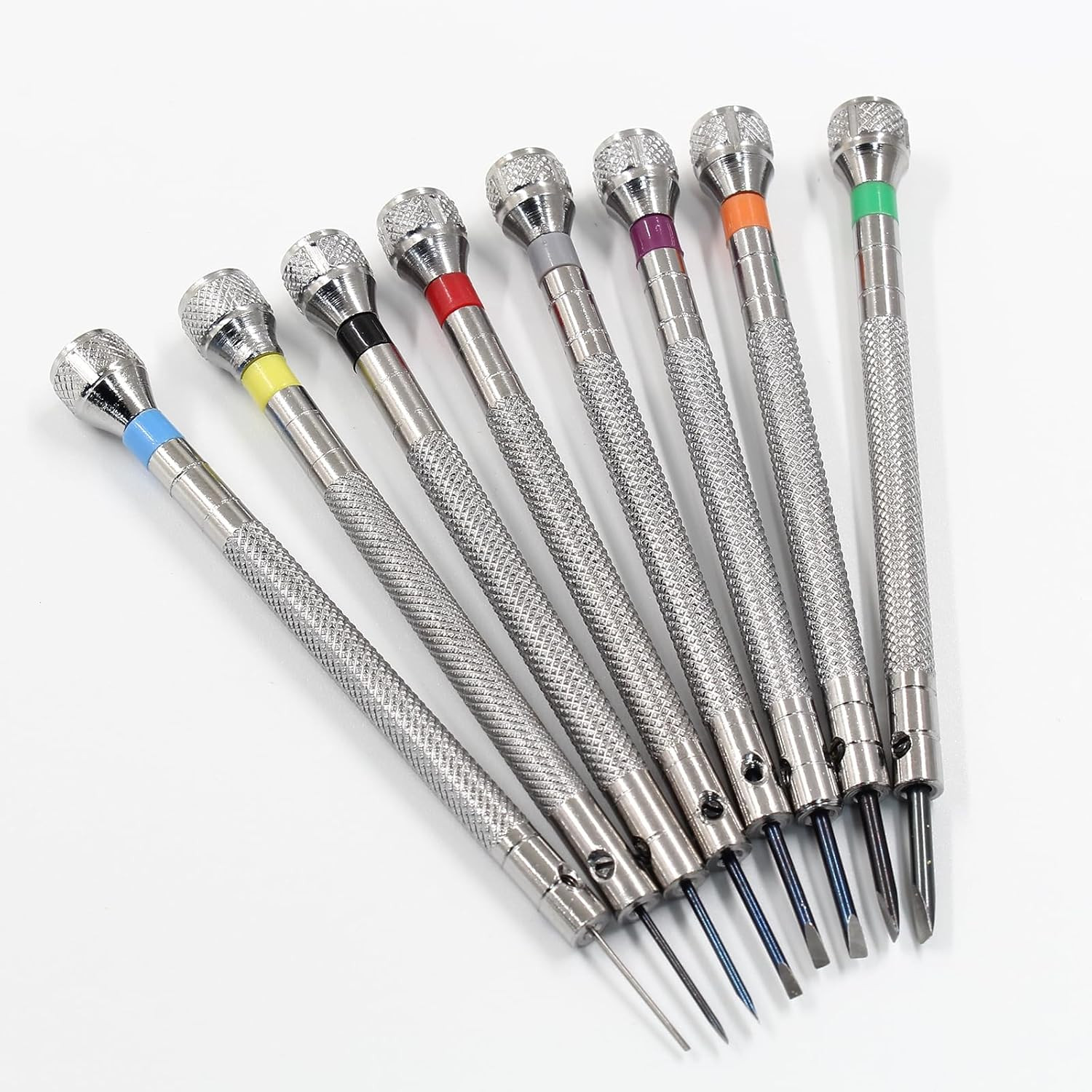 8 Pieces 0.6-2.0Mm Professional Precision Micro Flat Head Screwdriver Set for Gl