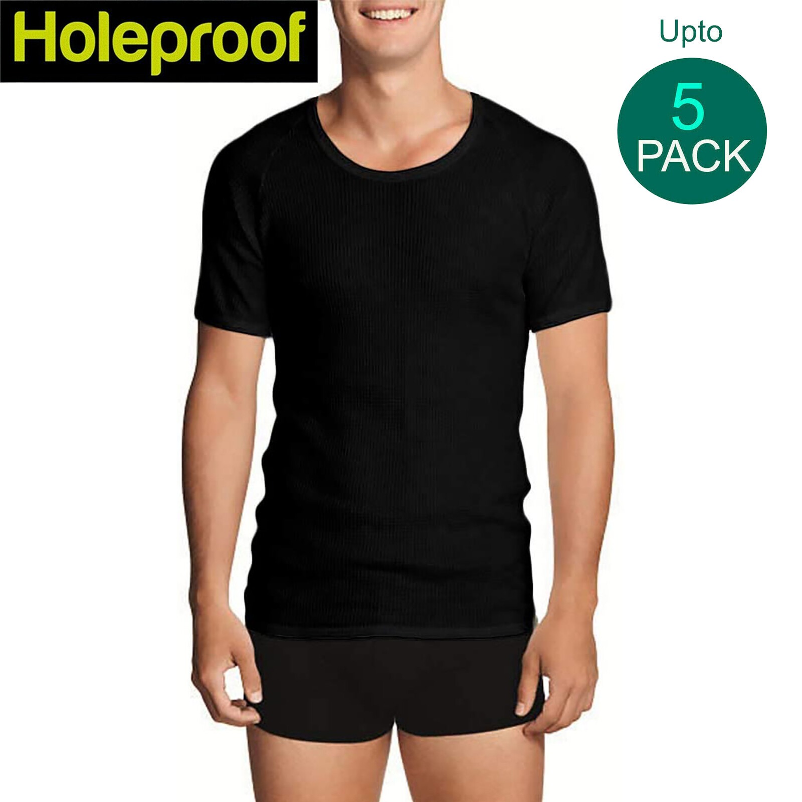 Bonds Holeproof Aircel Thermal Mens T-shirt Short Sleeve Tee Top Knit Black