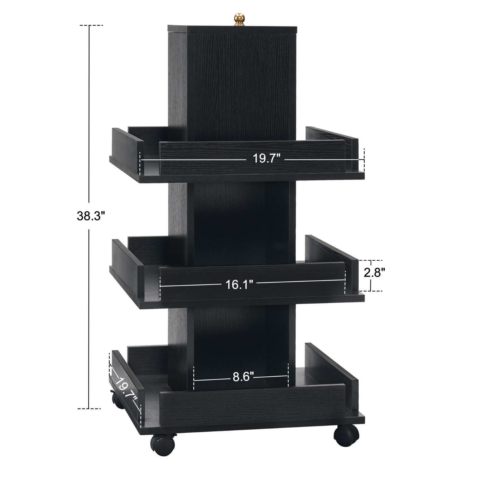 Multi-functional Salon Trolley with Wheels, 3-Tier Tool Storage Equipment