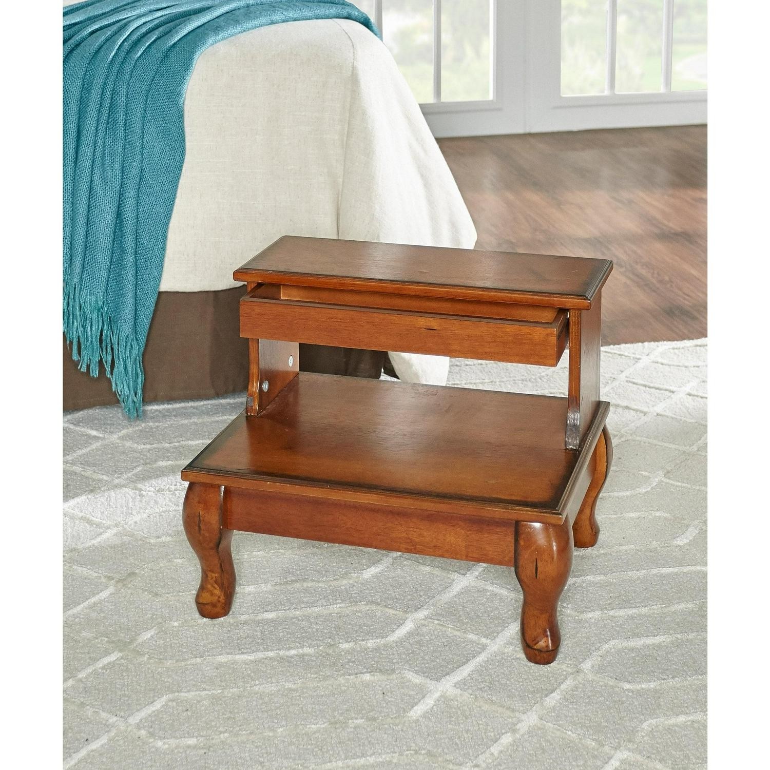 Linon Macon Bed Steps With Drawer