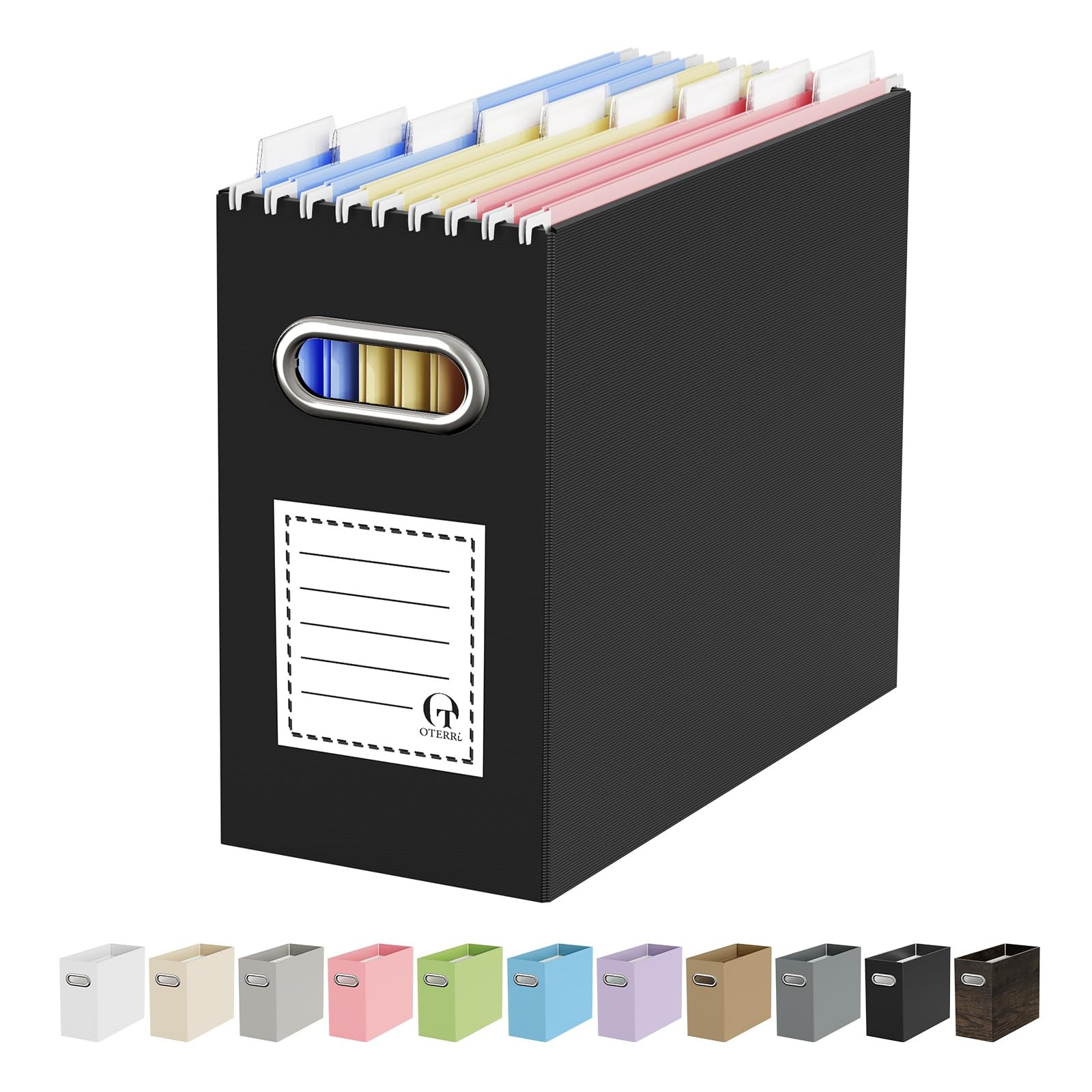 Oterri Cardboard File Organizer Box for Hanging Letter Size - 1 Pack, Black