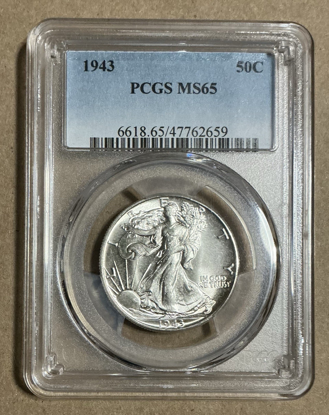 1943 Walking Liberty Half Dollar PCGS MS 65 Beautiful Coin
