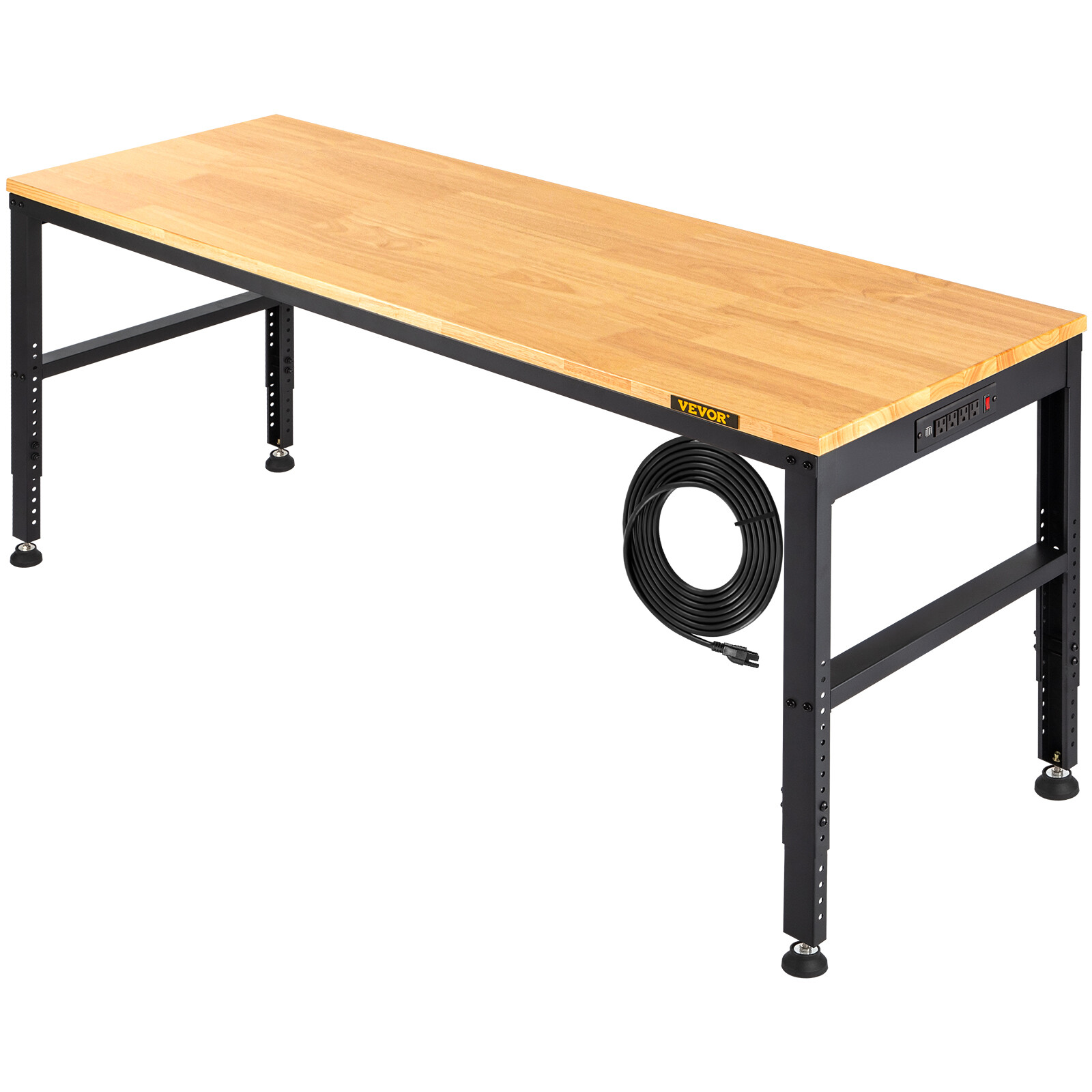 61"x 20" Adjustable Height Workbench 2000 lbs Oak Plank w/ Power Outlets 110V