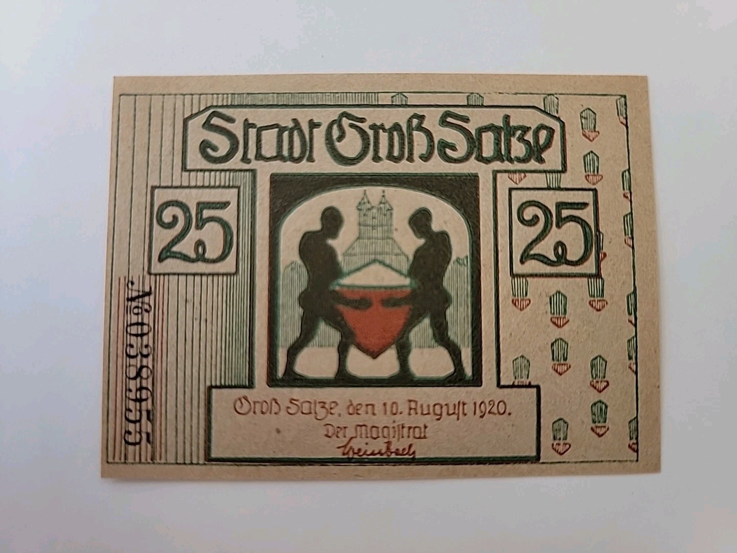 Banknote, Germany, Groß-Salze Stadt, 25 Pfennig, valeur faciale, 1920 (134)