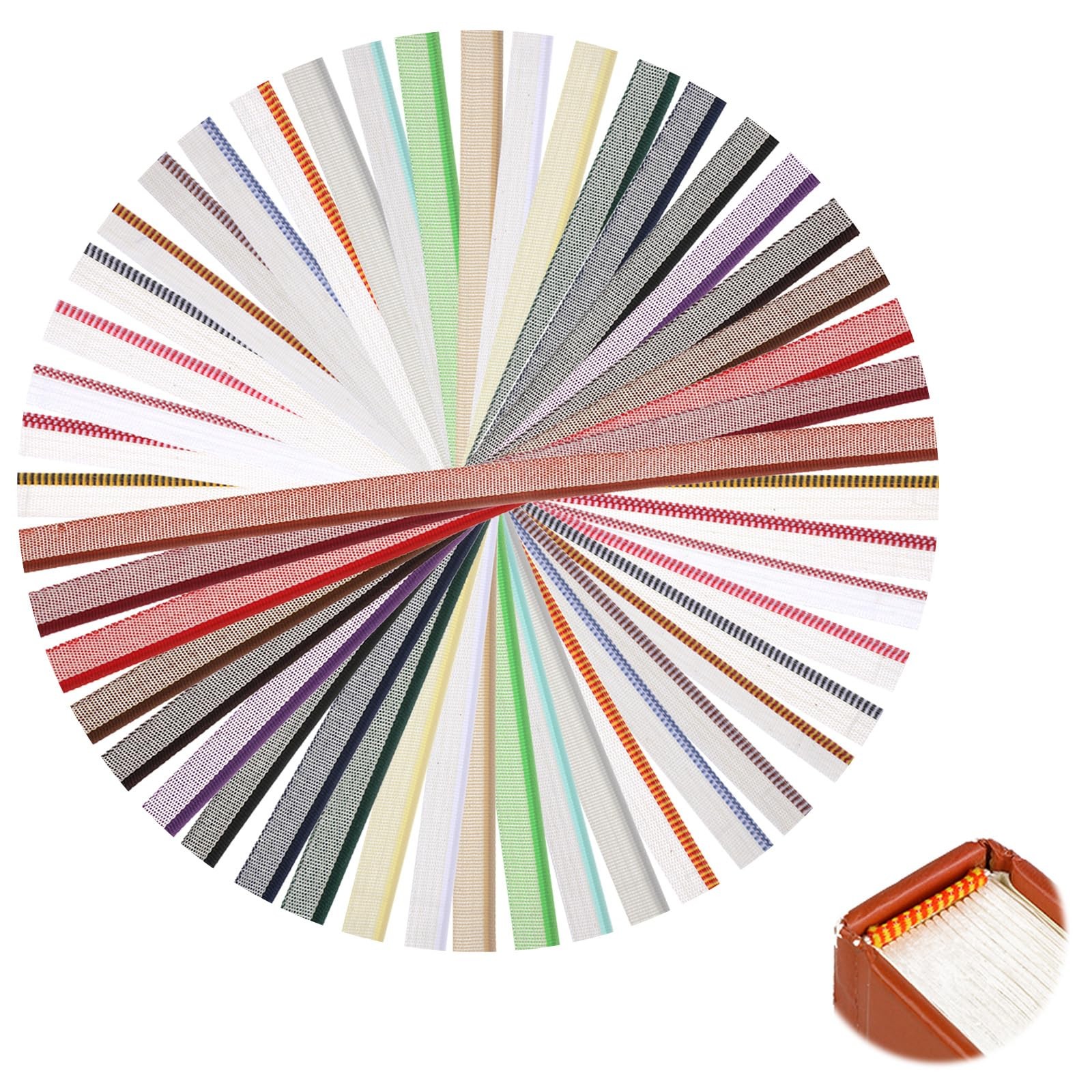 48 Pcs Cotton Book Binding Endbands Cotton Book Headband Kit for Bookbinding