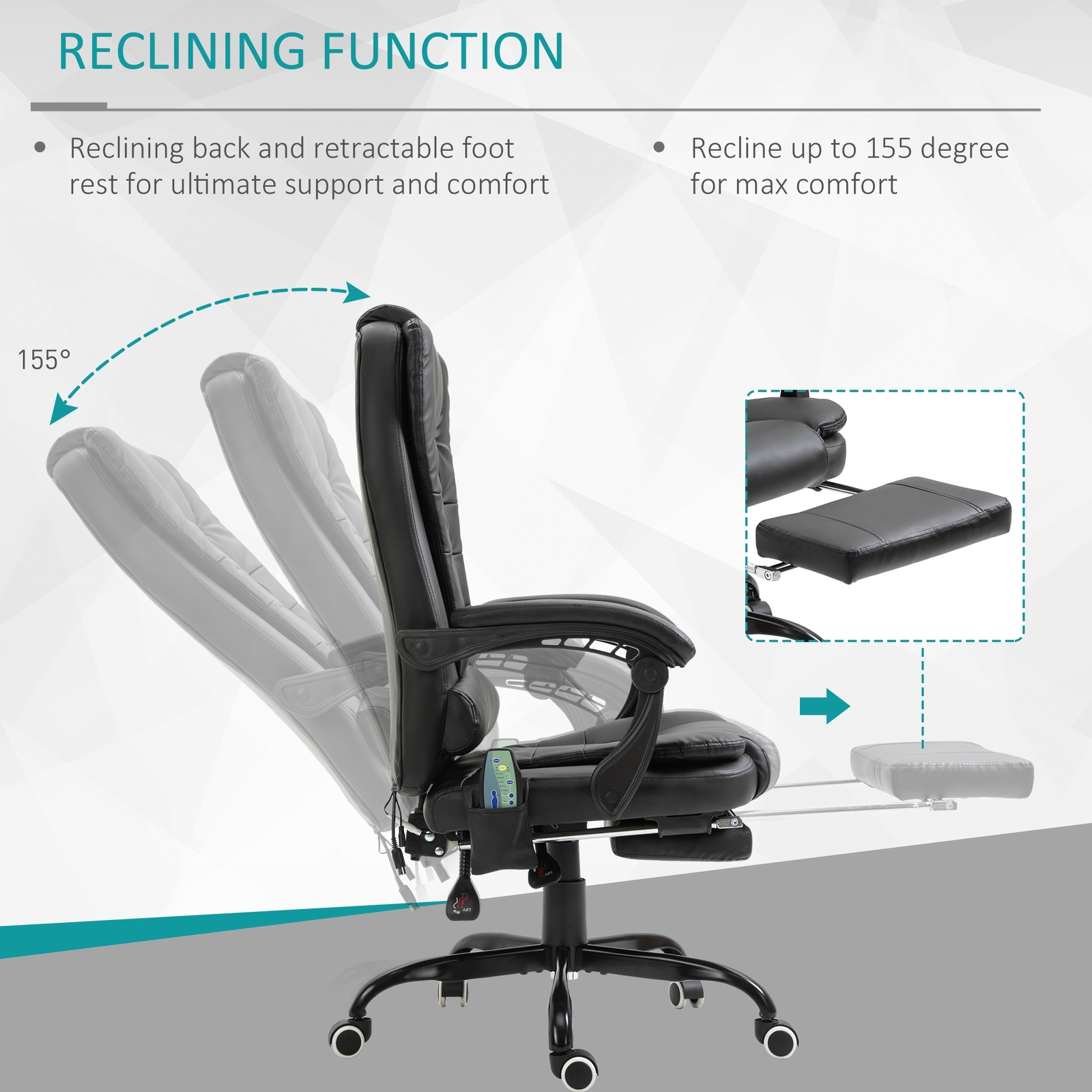 7-Point Vibrating Office Massage Desk Chair Comfortable Executive Recliner Black
