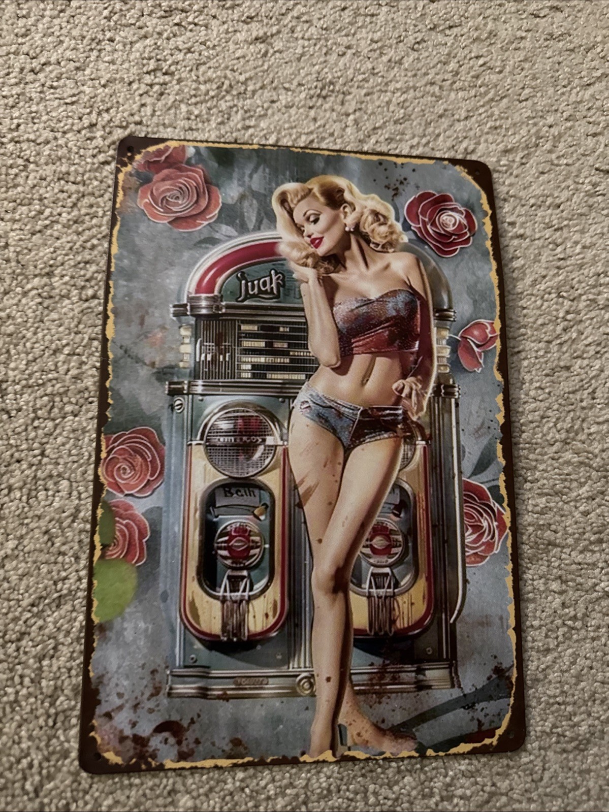 Pin-Up & Jukebox Metal Wall Sign -Jukebox Art 8x12 Vintage - Dc71