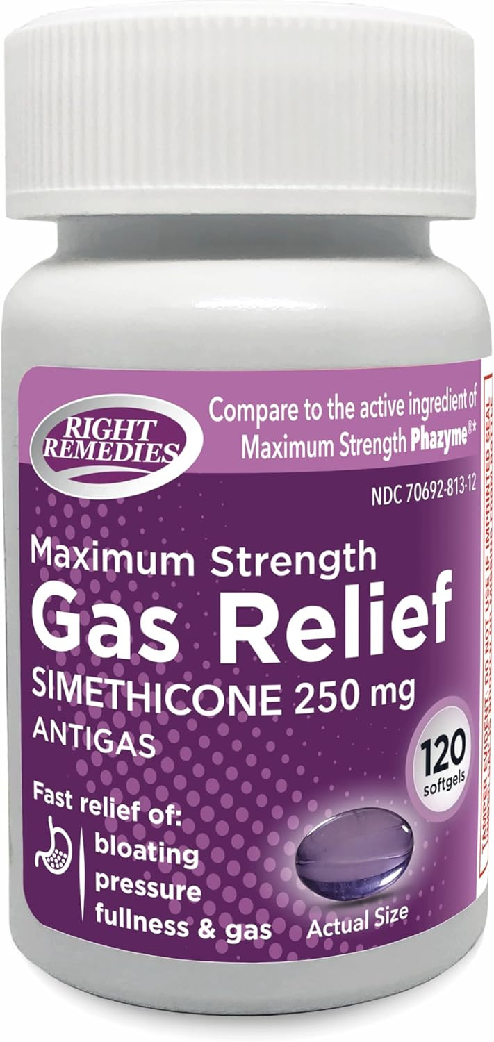 Gas Relief Maximum Strength, Simethicone 250 mg, (120 120 Count (Pack of 1)