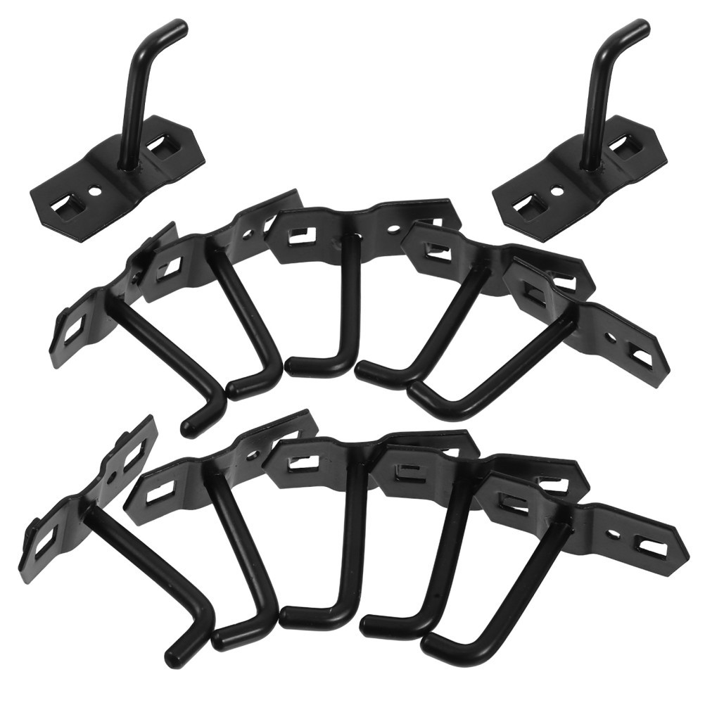 12Pcs Black Iron Pegboard Hooks Reusable Heavy Duty Wall Shelf Supports