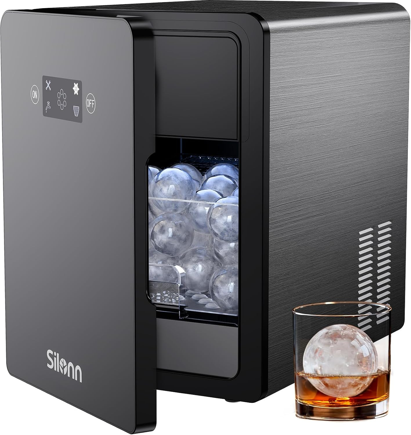 2" Clear Ice Maker - 4 Slow-Melting Whiskey Balls in 35 Mins, Self-Cleaning