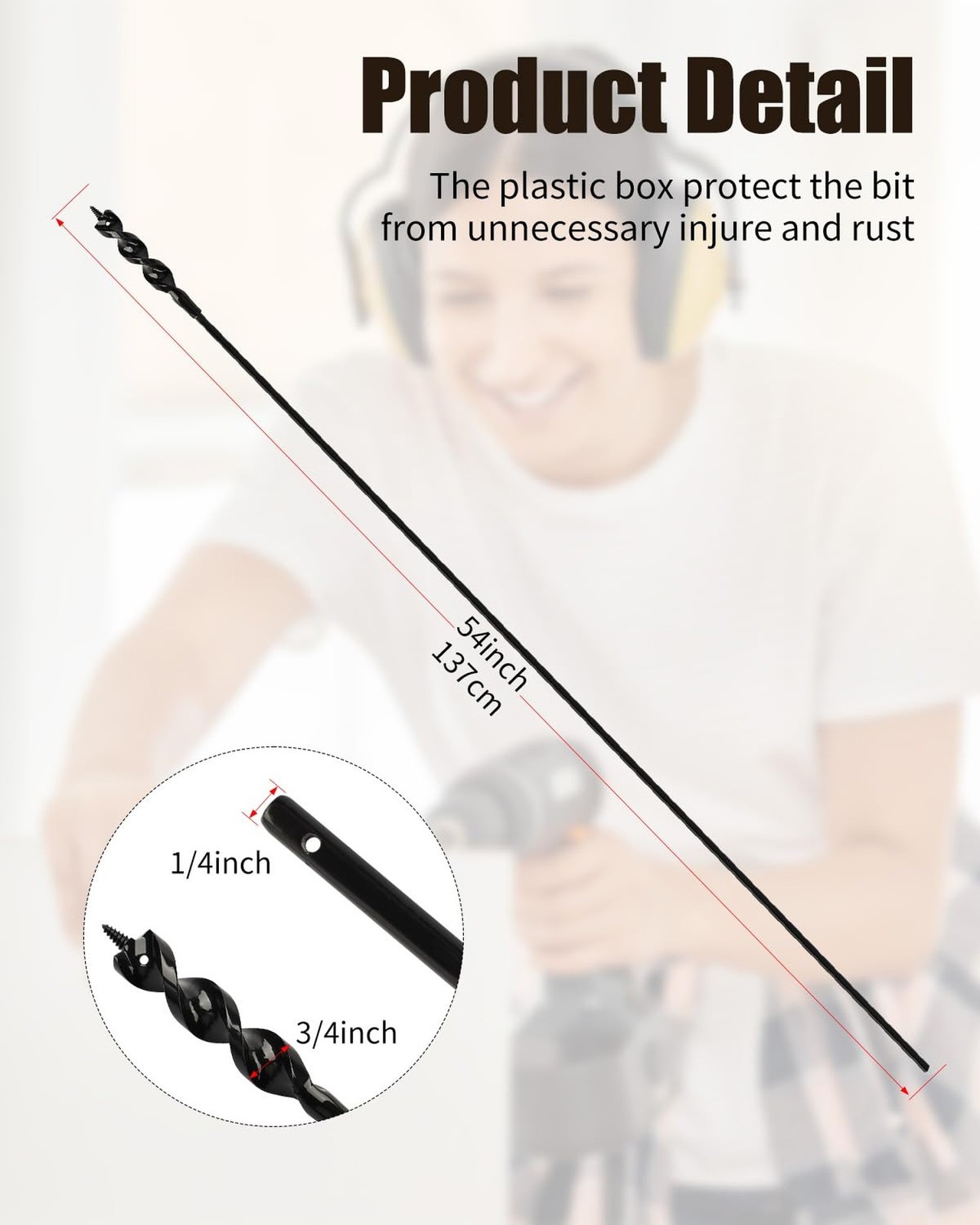 Flexible Drill Bit for Wire Pulling, 3/4 Inch x 54 Inch Extended Installer Dr...