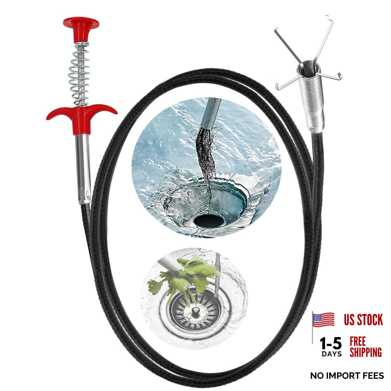Drain Snake,116 inch Flexible Grabber Claw Pick Up Reacher Tool,Drain silvery