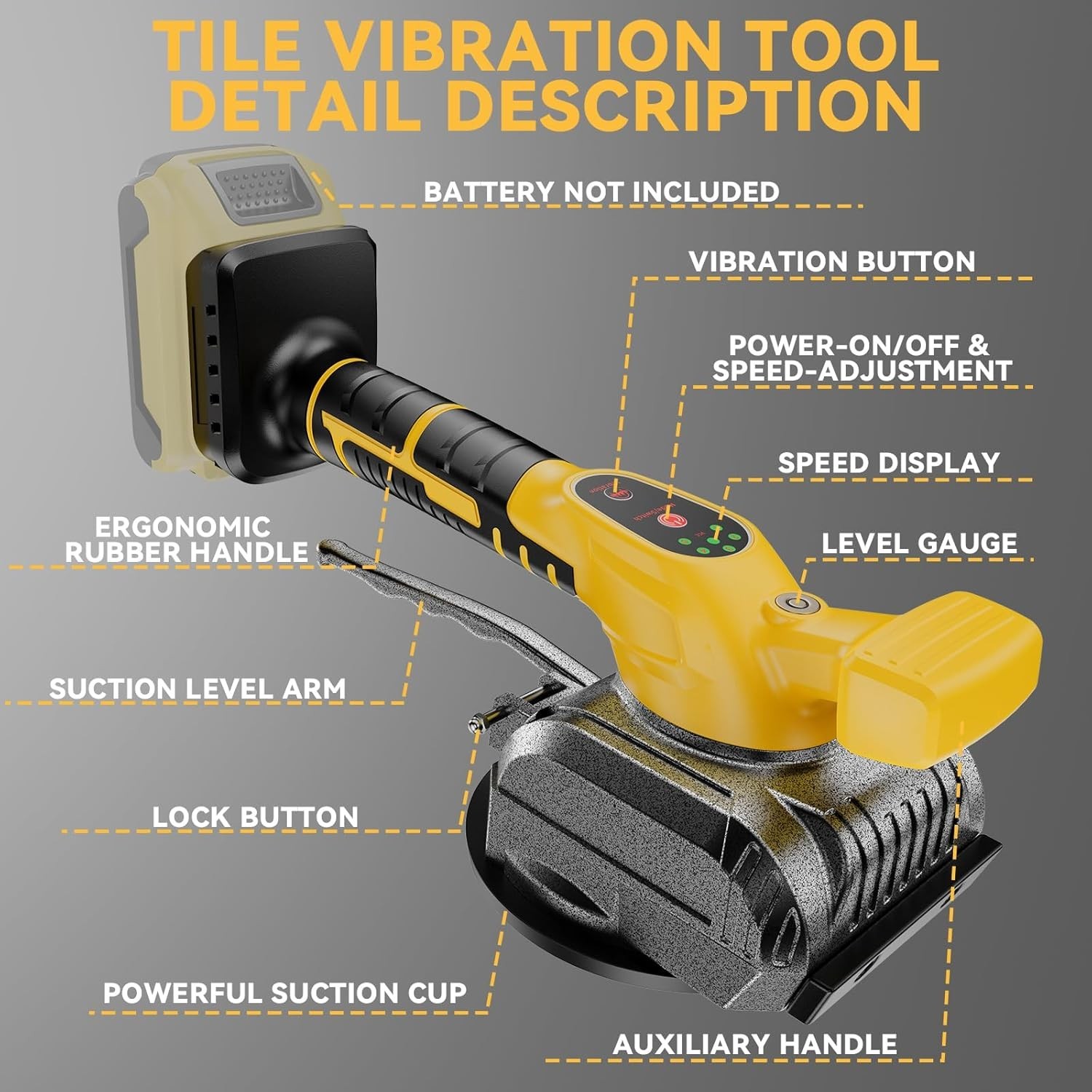 Tile Vibration Tool for Dewalt 20V Battery, Cordless Tile Vibration Leveling ...