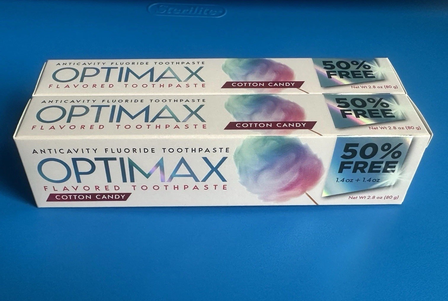 2x Lot Optimax Cotton Candy Flavored Toothpaste 2.8oz Ea. | Exp: 12/2029