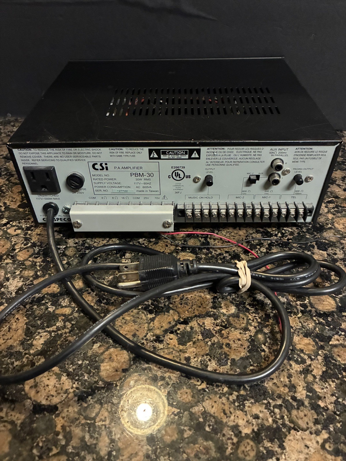 CSI Speco Technologies PBM-30 30W Contractor Series PA Amplifier - Tested