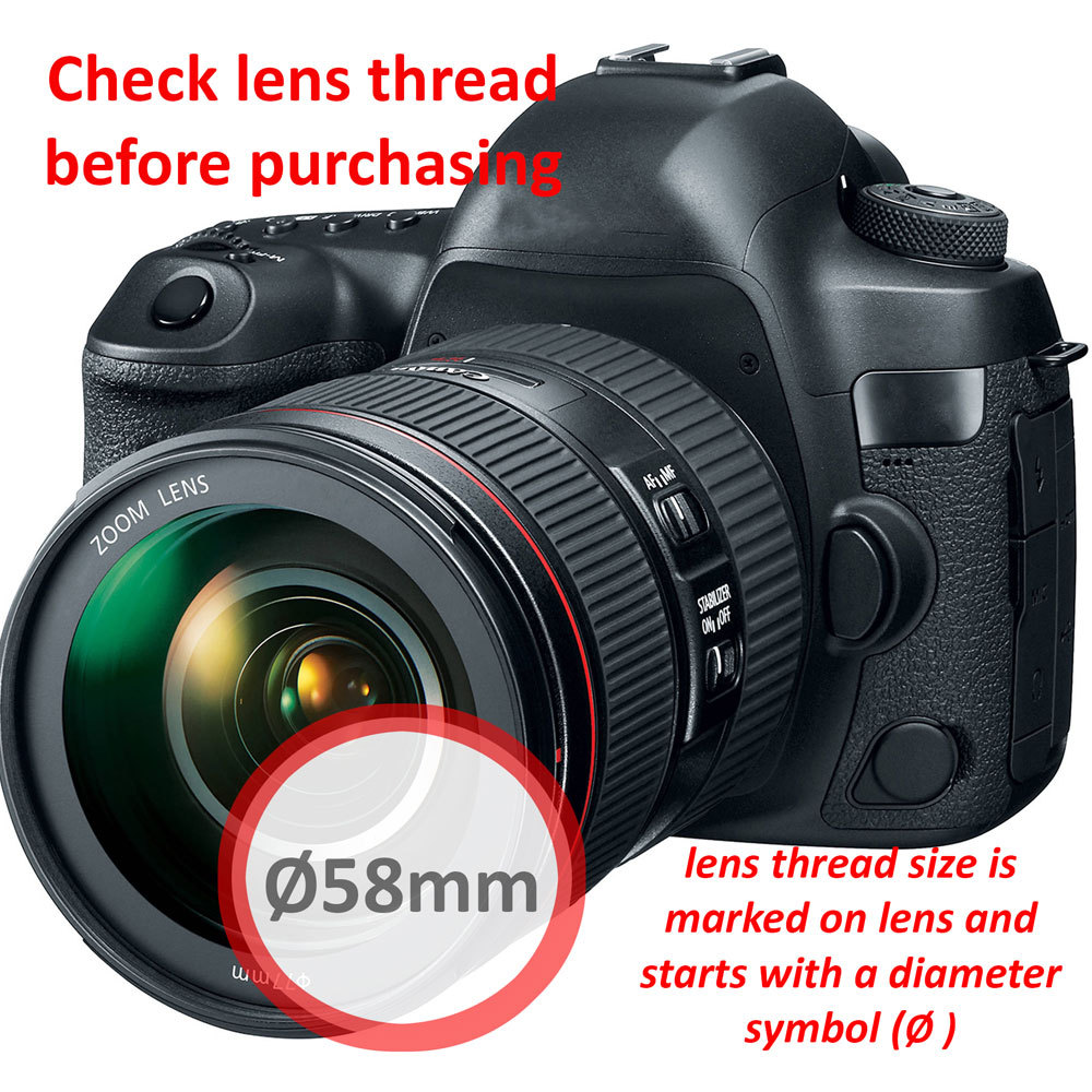 58MM Lens Filter Accessory Kit + LED Light for CANON EOS 550D 500D 450D 400D