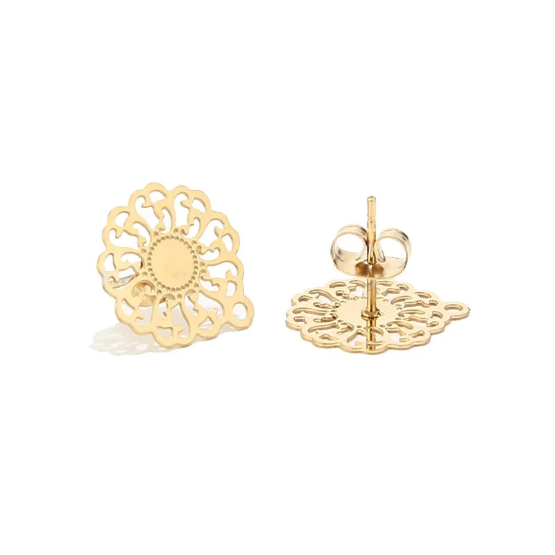 20pcs Stainless Steel Gold sunshine flower Earrings For Women Jewelry