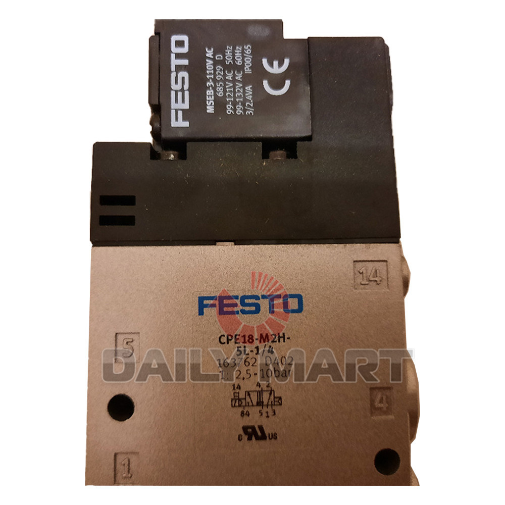 New In Box FESTO CPE18-M2H-5L-1/4 163762 Solenoid Valve