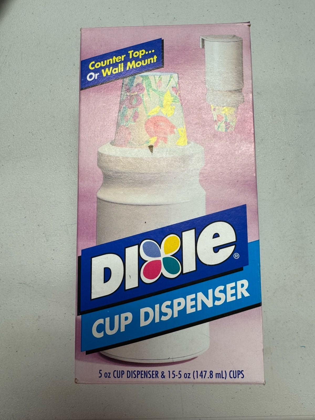 Vintage Sealed Box Dixie 5 Oz Cup Dispenser With Cups Decal Labels