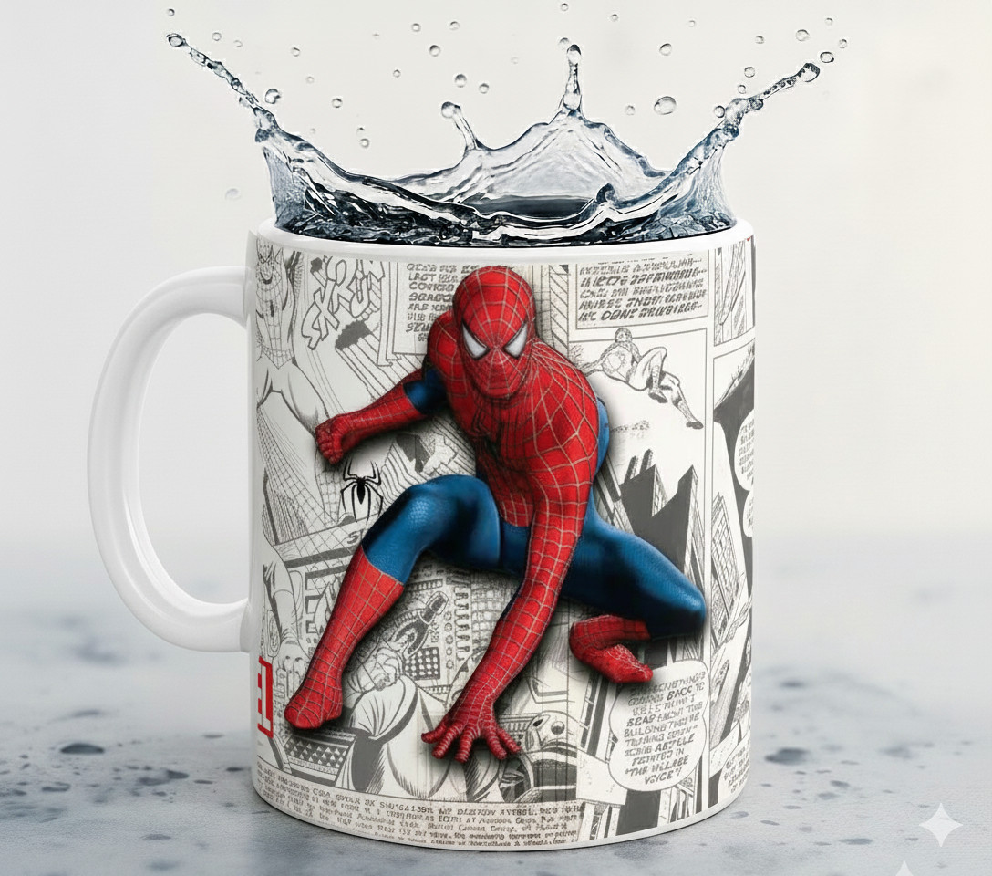 Coffee Mug with Super hero design, 11 oz perfect size ceramic mug with  package