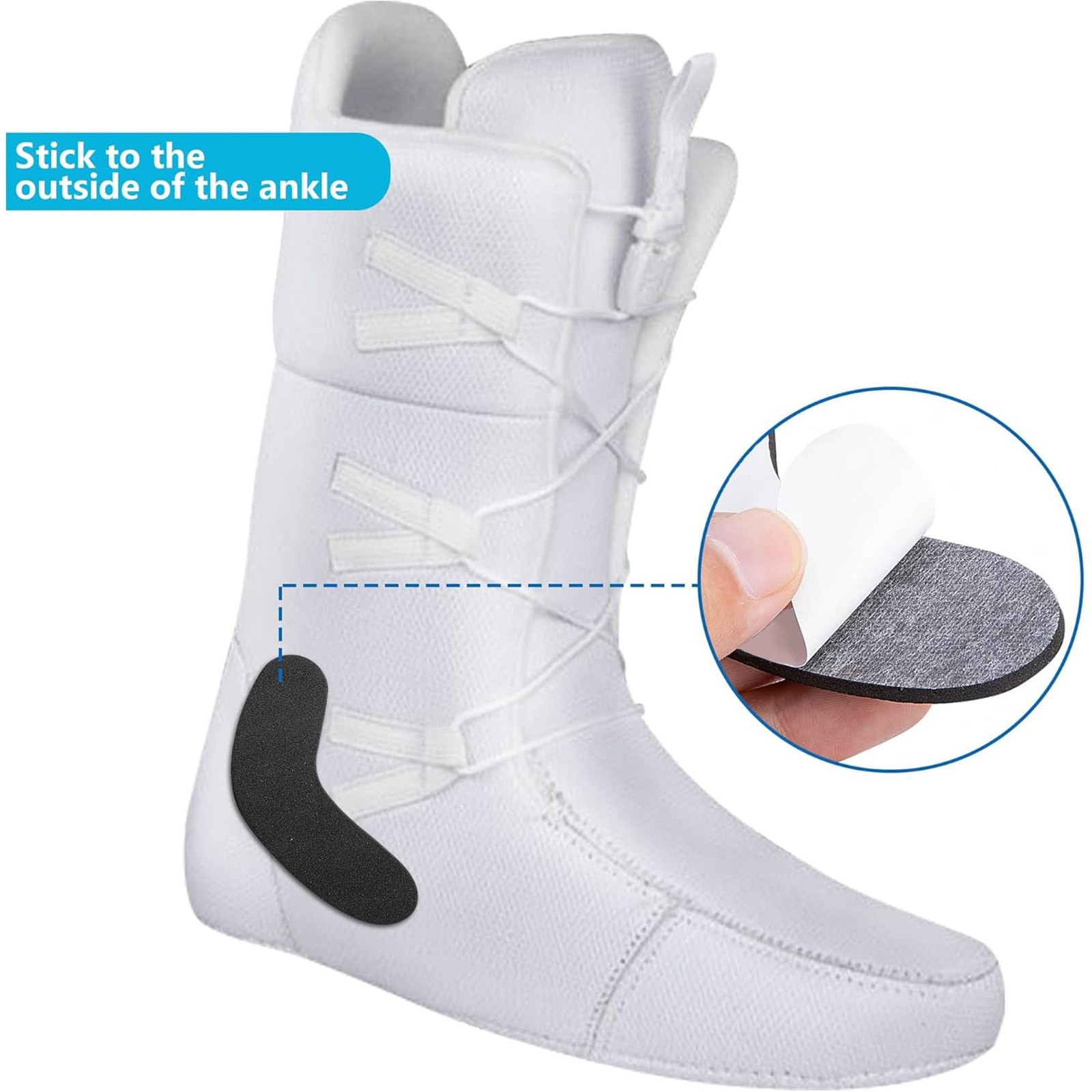 30 Pack Ski & Snowboard Boots Fitting Pads, 3 Sizes, Medium, black