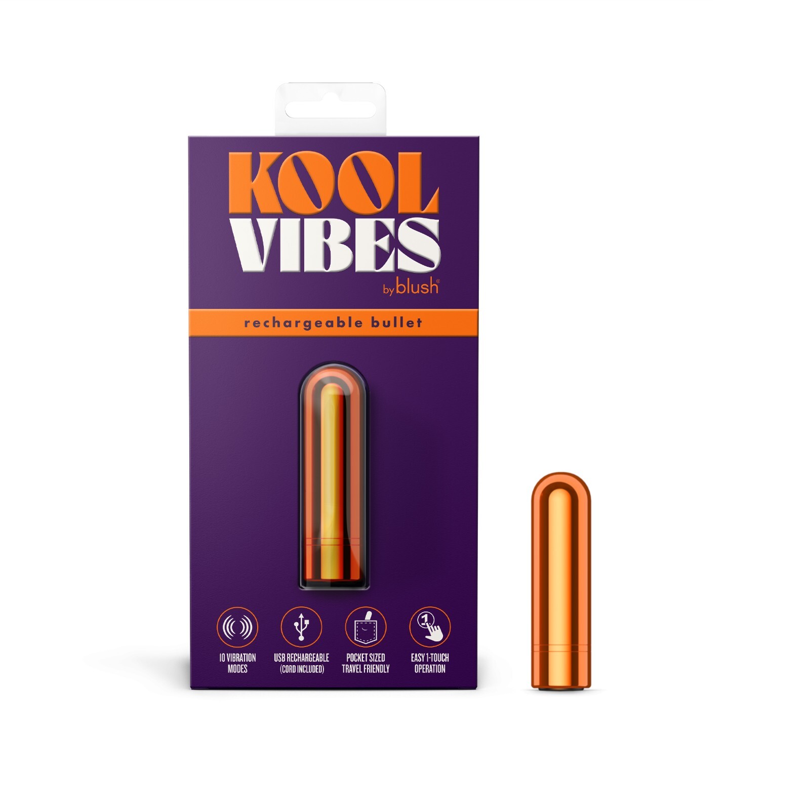 Blush Kool Vibes Rechargeable Clitoral Bullet Vibrator Adult Sex Toy Tangerine