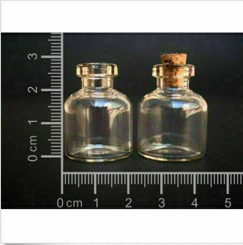 Lots 10 unit 4ml 22x28mm Empty Tiny Small Clear Cork Message Glass Bottles Vials