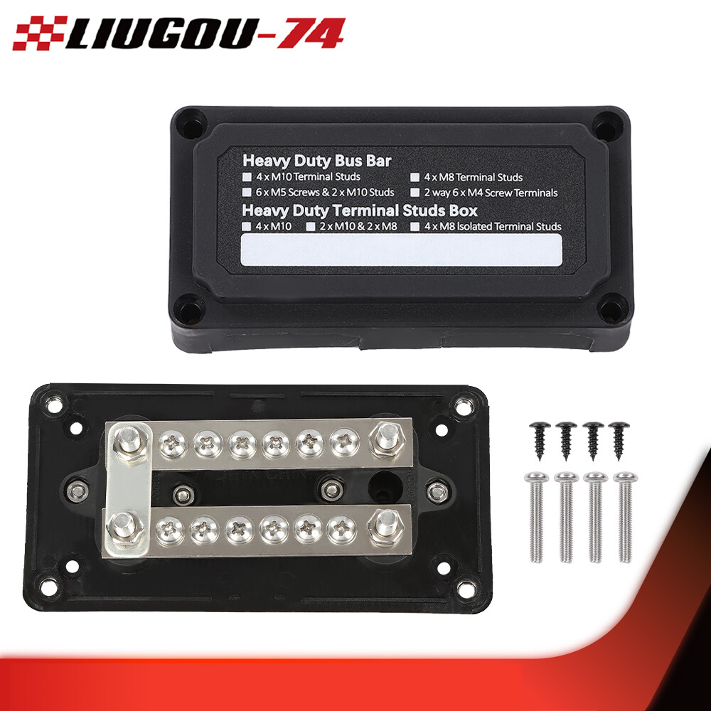 12 Terminal Ground Power Distribution Junction Block Heavy Duty Bus Bar 12V