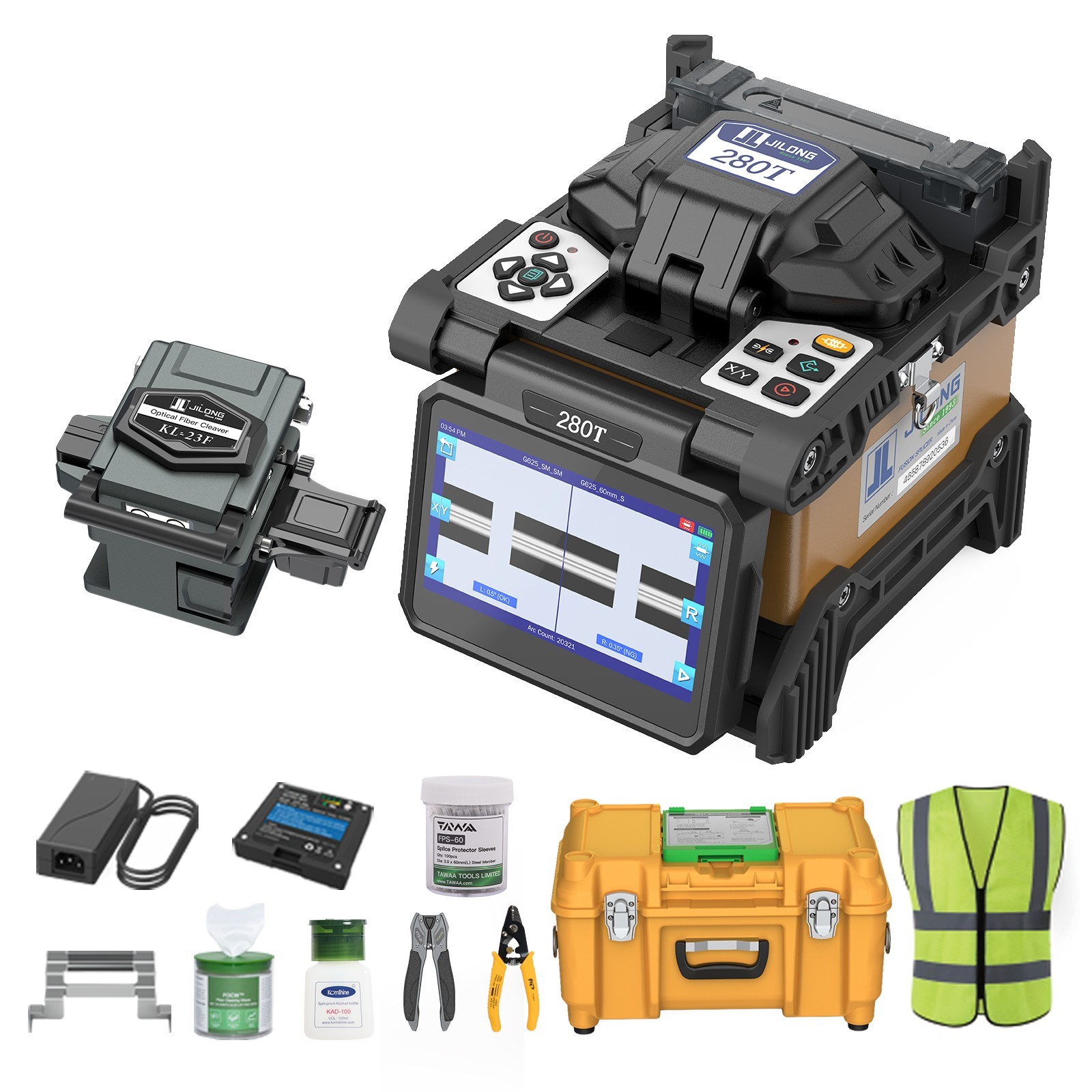 JILONG 280T Core Alignment 4 Motors Fiber Fusion Splicer 6800mAh High Capacity
