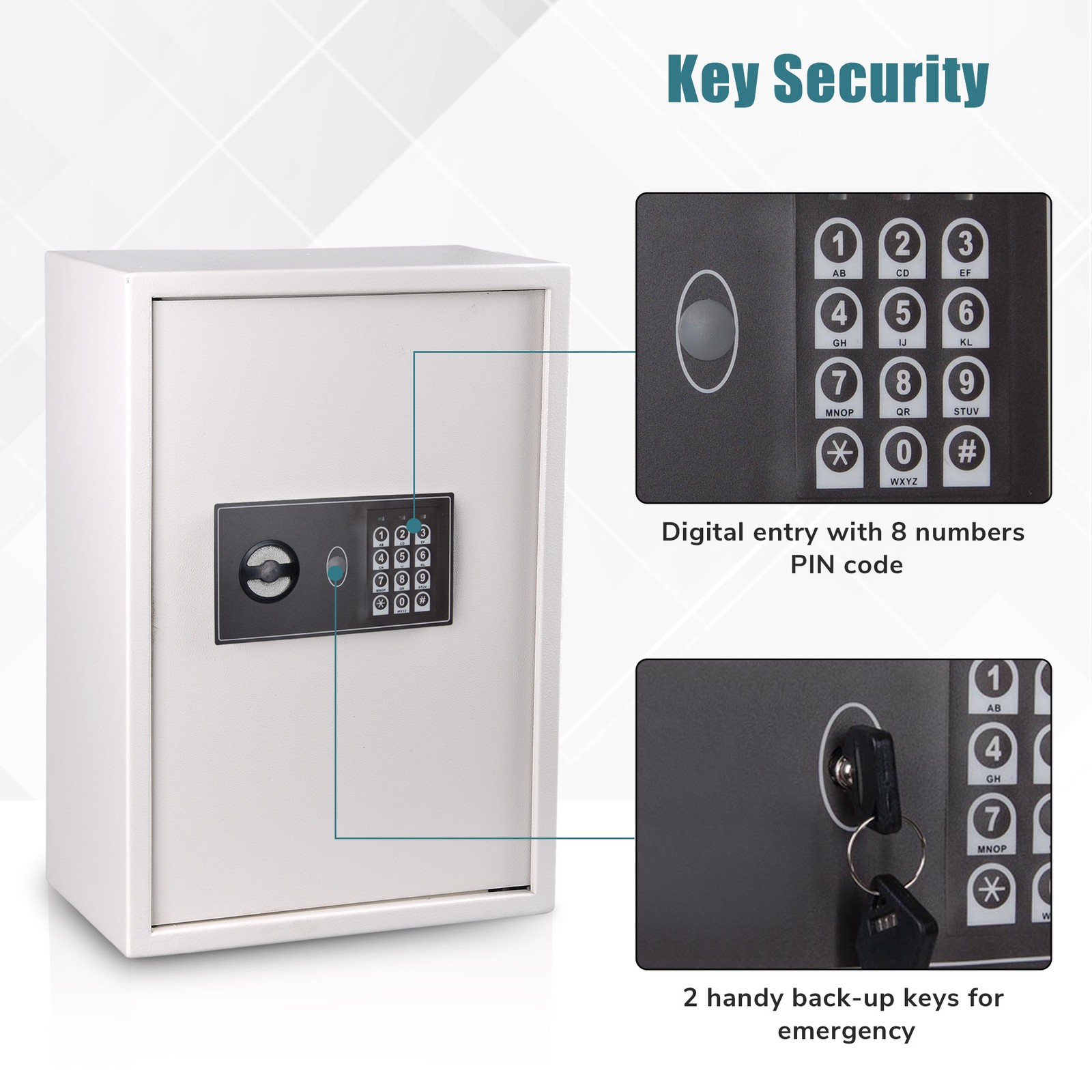 245 Hook Key Safe Security Lock Storage Box Digital Cabinet Organizer Closeout