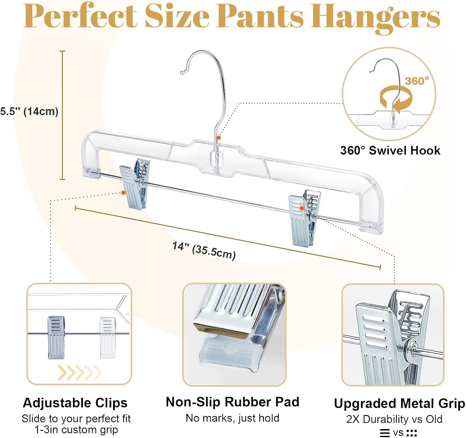 50-piece set of dress hangers, pants hangers (with clips),transparent plastic