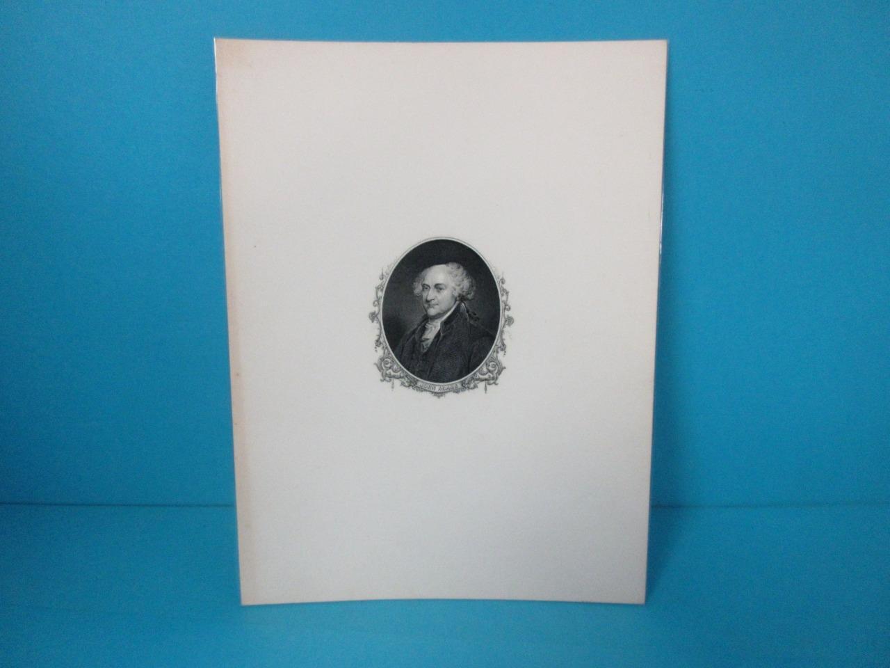 ANTIQUE BANKNOTE PROOF ENGRAVING ART PLATES JOHN ADAMS 2ND PRESIDENT TREASURY