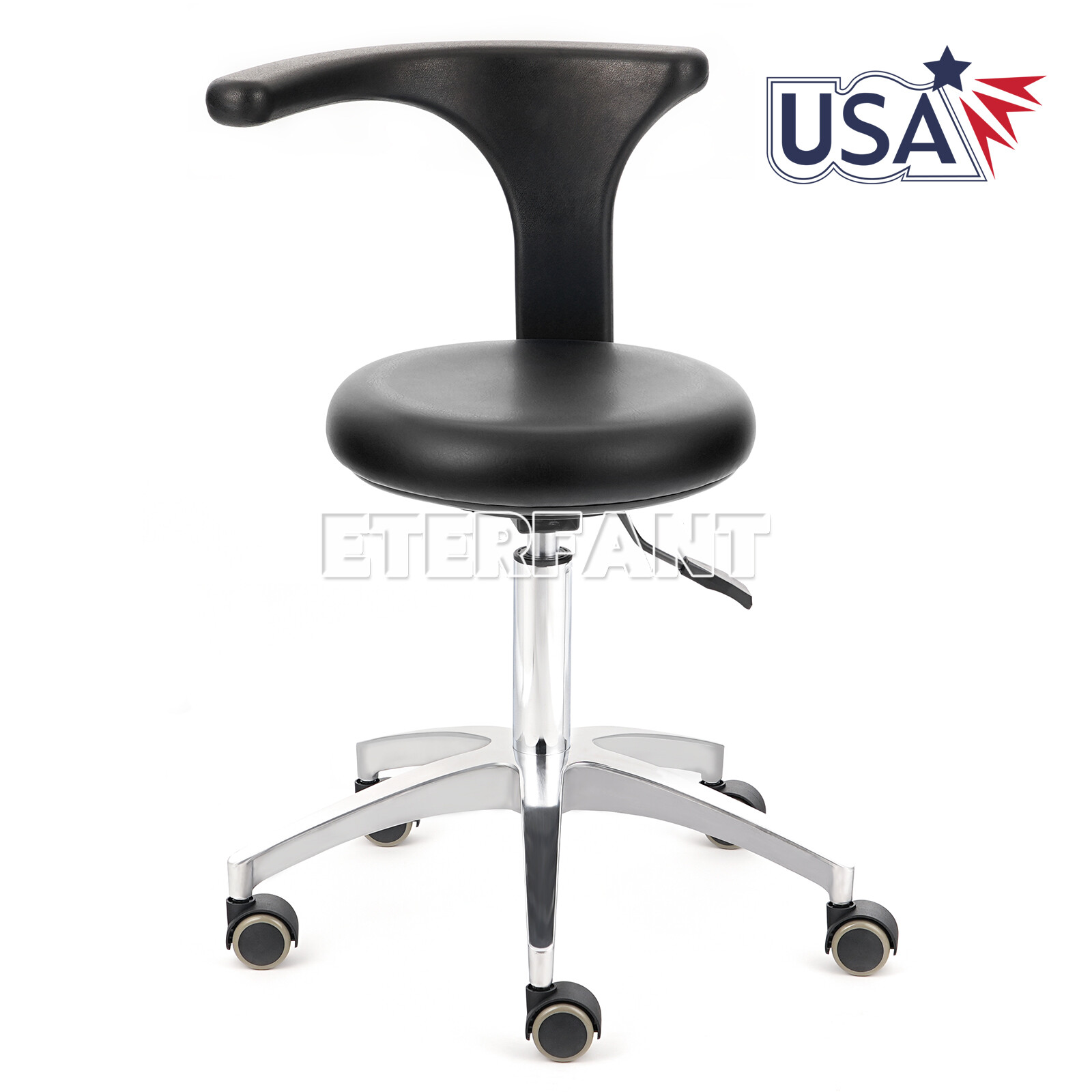 Dentist Doctor Assistant Stool Dental Adjustable Mobile Chair PU Leather US