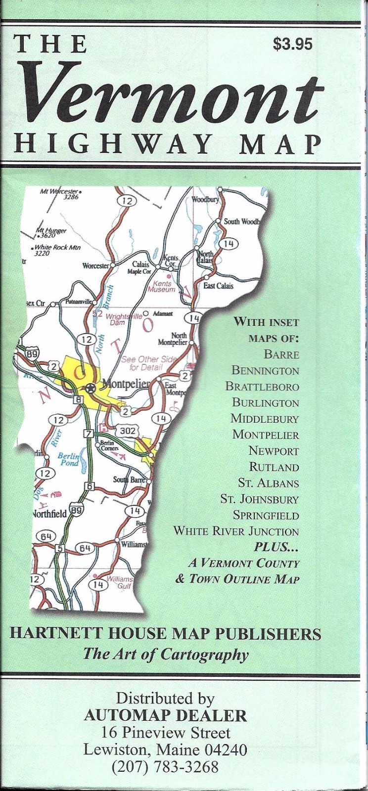 The Vermont Highway Map, by Hartnett House Maps - Vintage