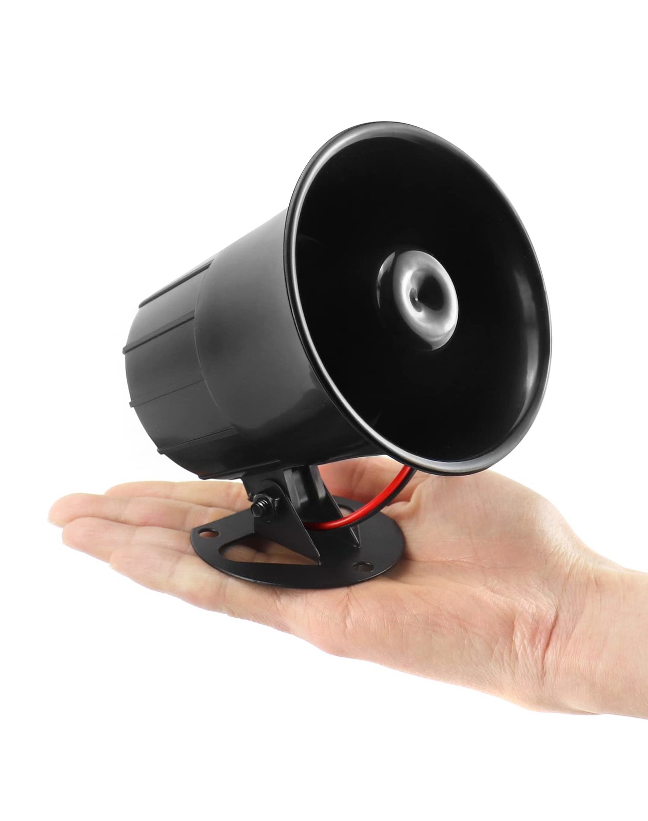 QWORK Electric Siren Horn, 2 Pack DC 12V Security Loud Wired 2 Pack, Black