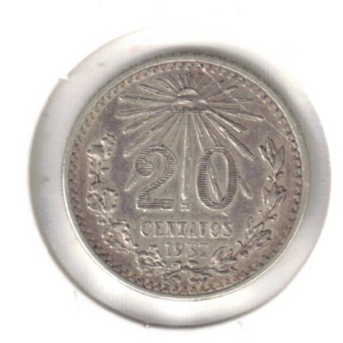 1937 Mexico Circulated Silver Twenty Centavo Coin