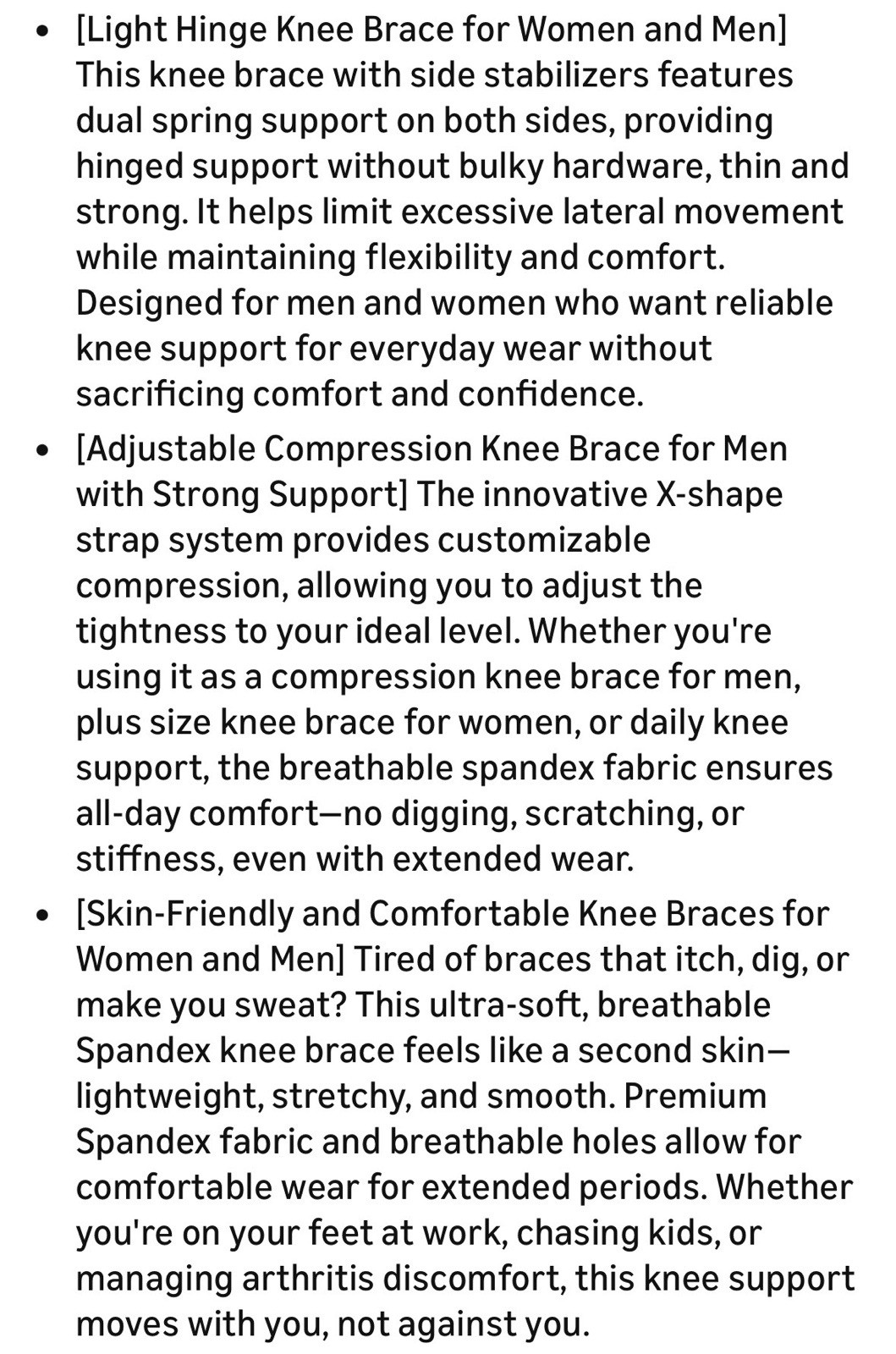 KneeBright Light Knee Brace Women/Strong Compression Men Side Stabilizers MEDIUM
