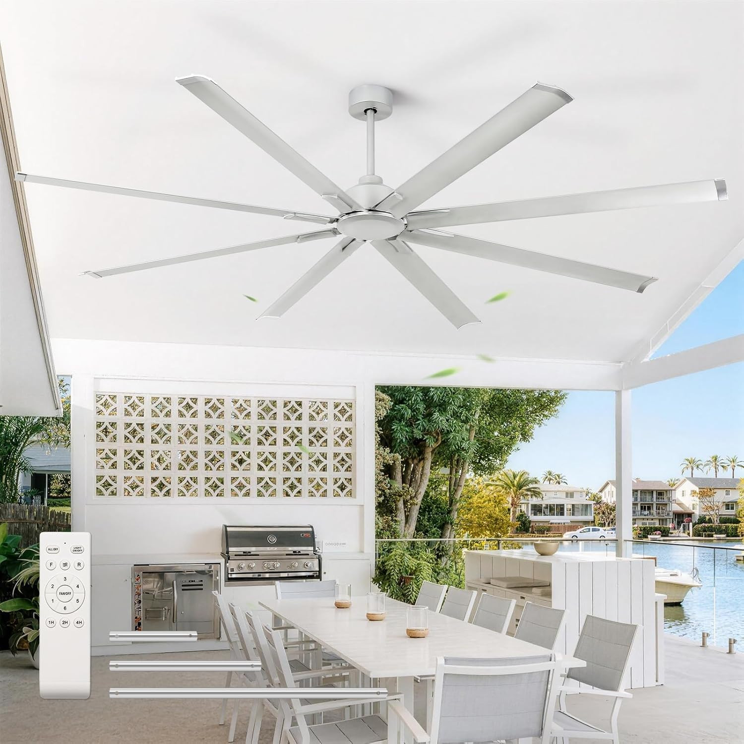 84 Inch Large Ceiling Fans No Lights，Industrial Ceiling Fan with 8 Aluminum Blad