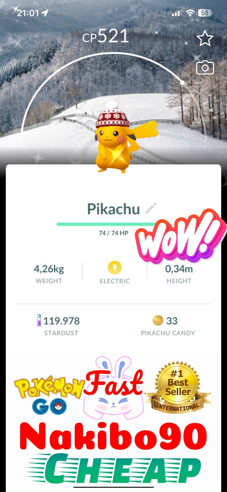 Pokemon✨ Shiny Pikachu beanie Hat Winter Backgroud✨Tra-de✨P'TC✨