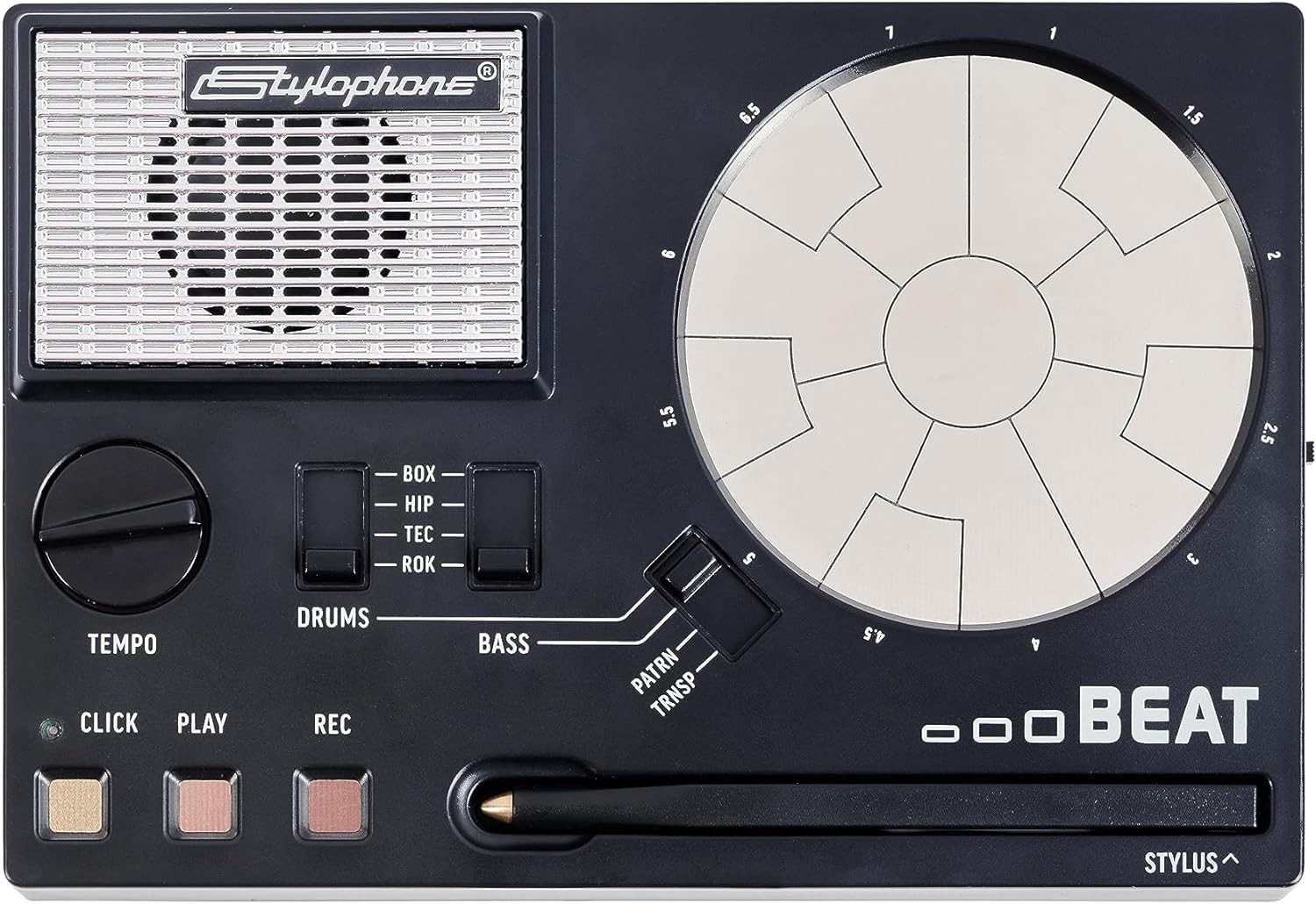 Compact Stylus Drum Machine: 4 Drum Kits & Bass Sounds, Beat & Loop Maker