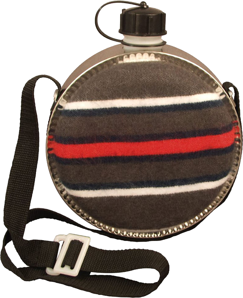 Blanket Covered Round Desert 2 Quart Canteen & Strap