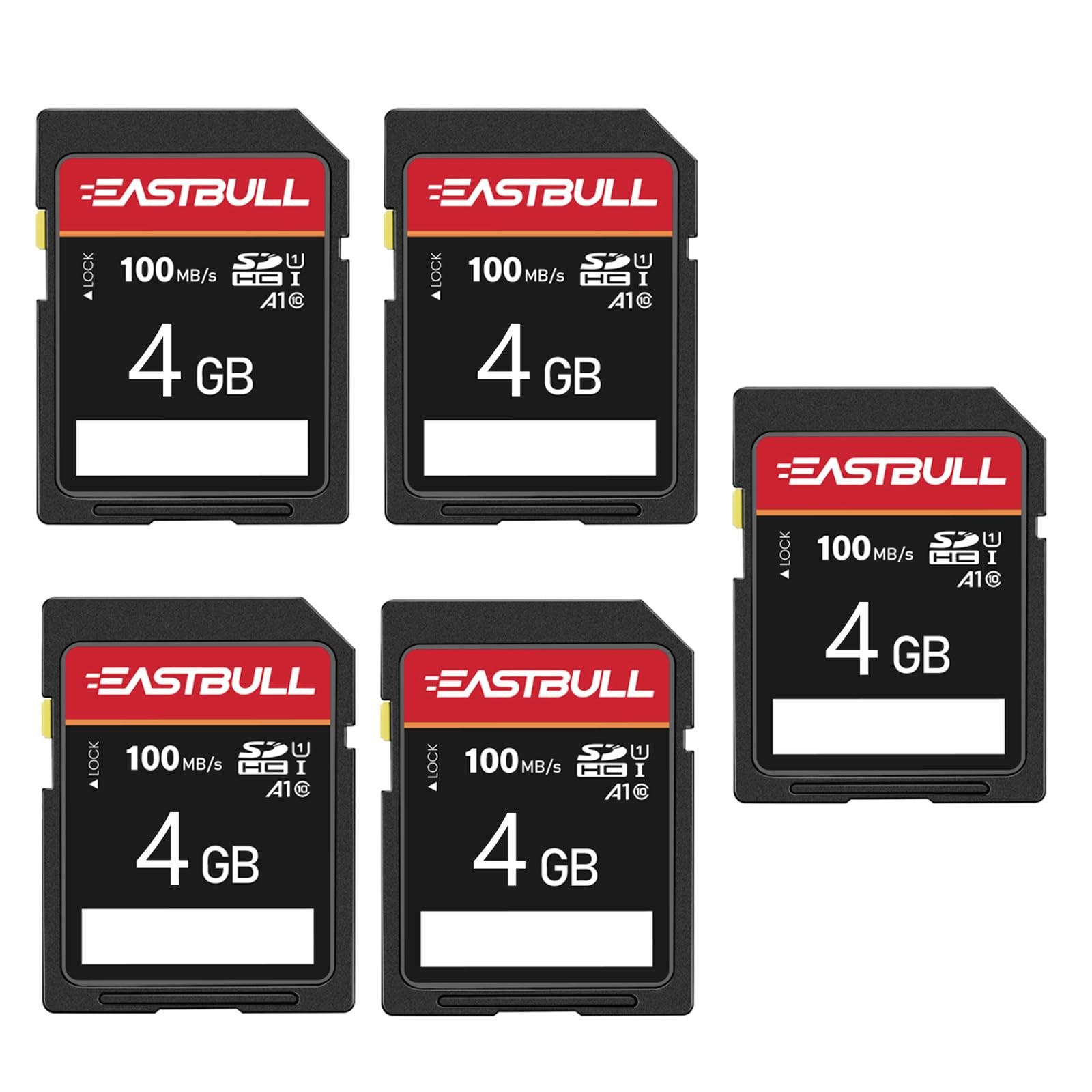 5-Pack of SD Card 4GB Class 10 SD Card U1 V30 High-Speed 100MB/s Read SDHC Me...