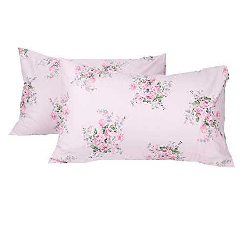 Pack Pink Floral Pillowcase Standard Size, 100% Cotton 600 Thread Count 2