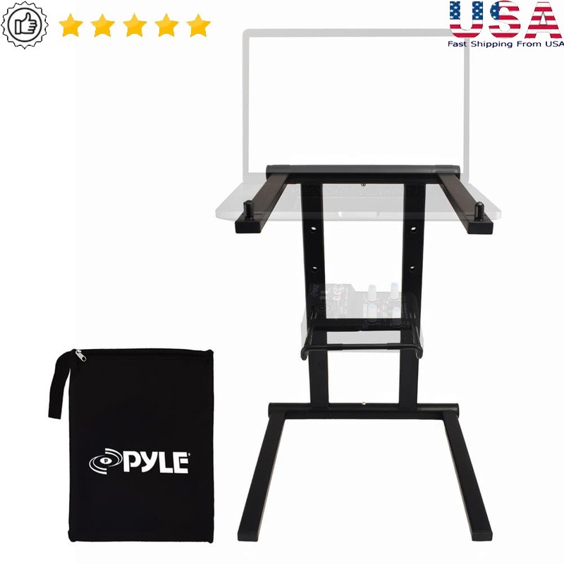 Universal DJ Laptop Stand Adjustable Height Metal Frame W/ Accessory Tray New