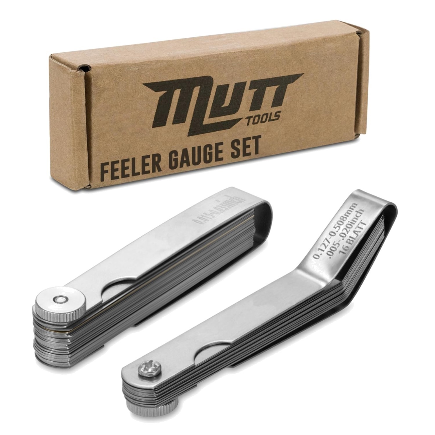 2Pc Straight & Angled Feeler Gauge Set - Inch & Metric for Valves, Filler Gauge