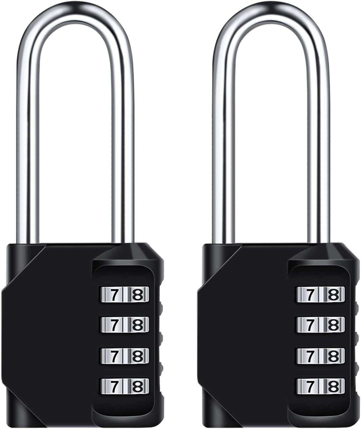 2 Pcs 2.6in Long Shackle Combination Lock,Large Outdoor Weatherproof Padlock,Des