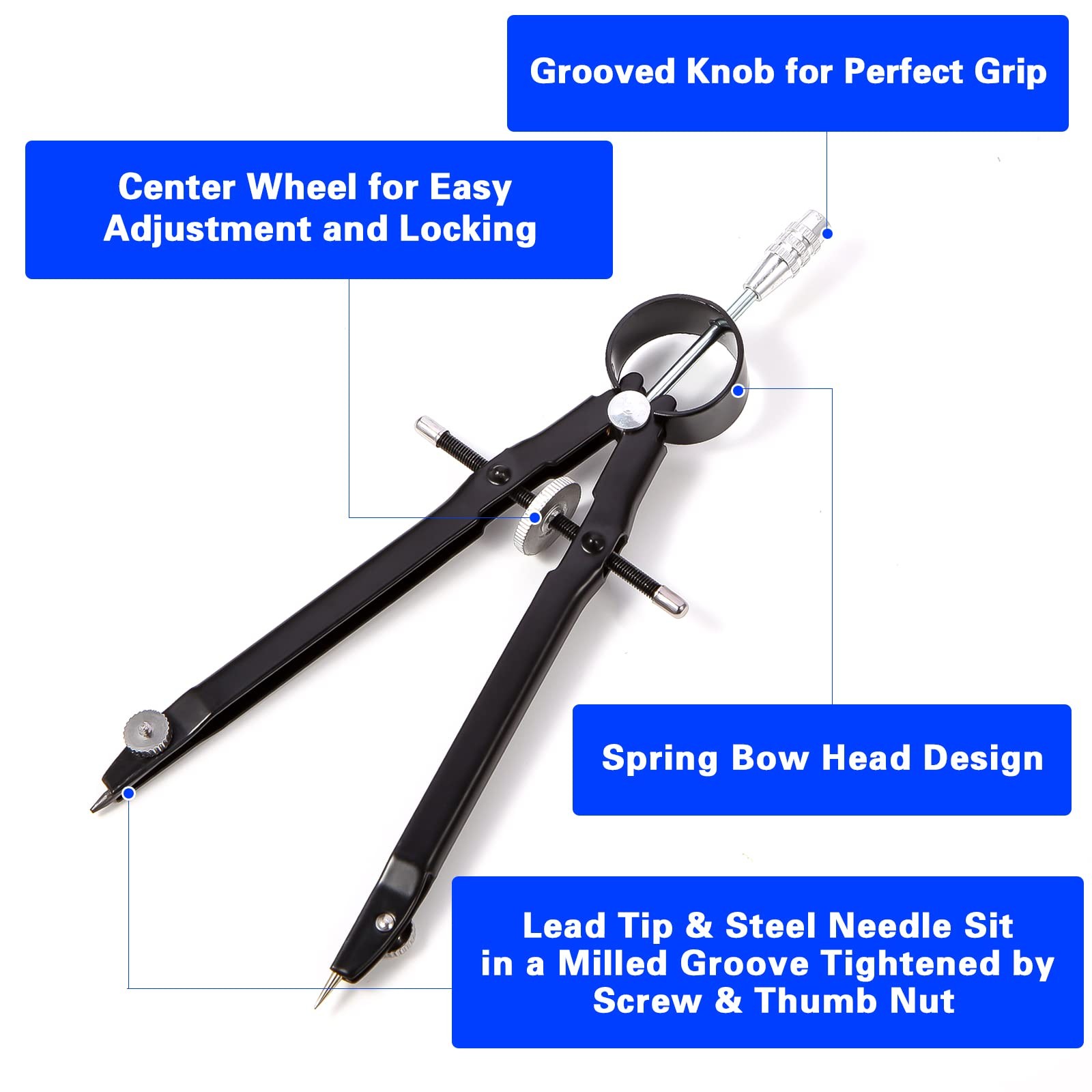 2pcs Compass for Geometry, Professional Drawing Compass,Metal Compass,...
