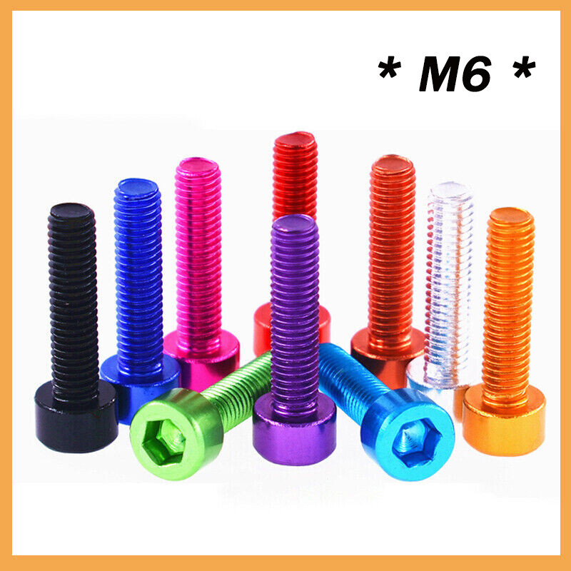M6 Aluminum Alloy Allen Hex Socket Cap Head Bolts Screws Thread Length 8mm- 40mm