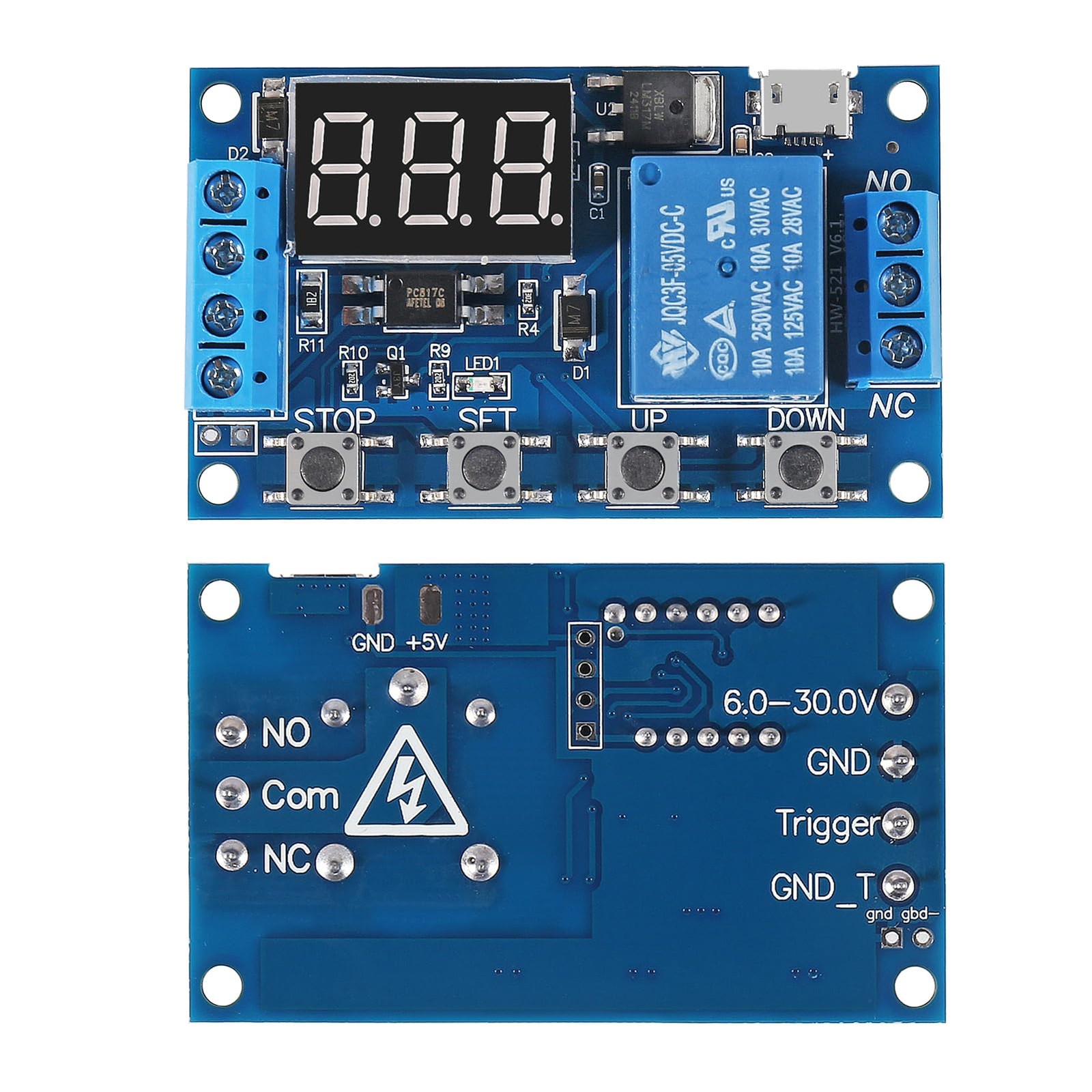 JUZITAO 6pcs DC 6-30V Timer Relay Programmable Delay Module Cycle Blue