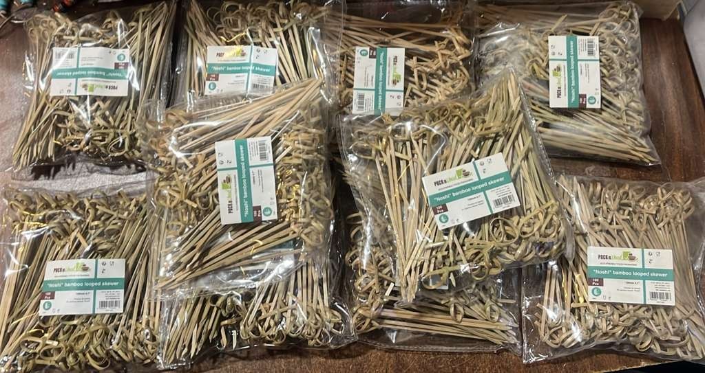 PacknWood NOSHI BAMBOO LOOPED SKEWER 100 PCS 12mm/4.7" ~ Lot of 10